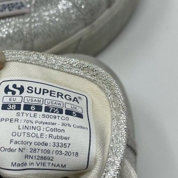 Superga unisex platforms metallic sparkle silver Usa M 6 Usa W 7.5 BoxE - Picture 6 of 7
